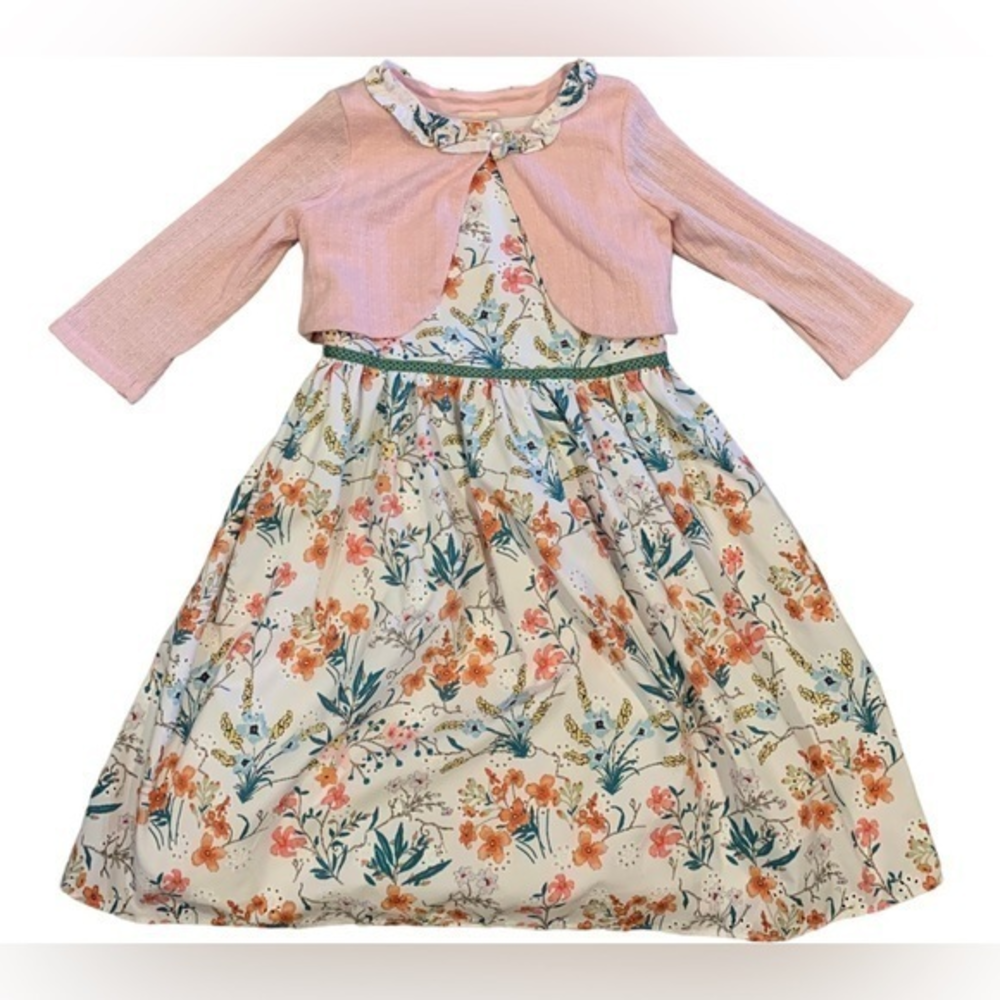 Laura Ashley London‎ Vtg Girls White Floral Party Dress Easter -6
